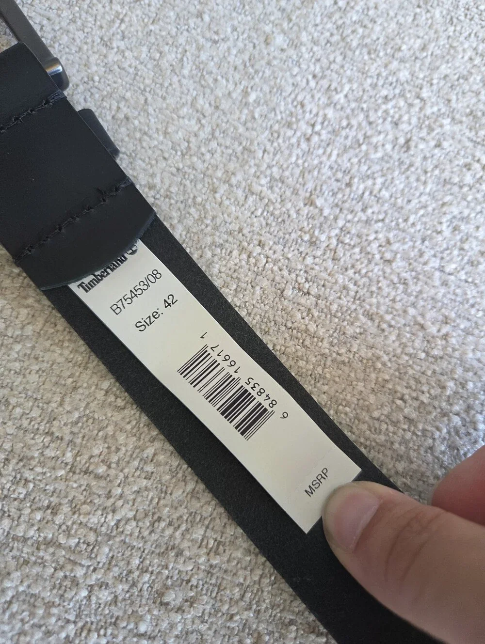 NWT Timberland Black Full Grain Leather Classic Belt 42